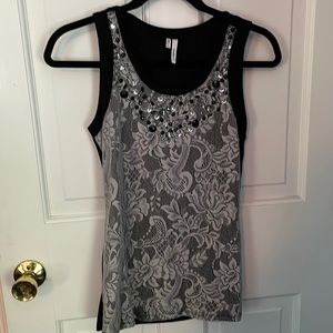 Lace and gem tank top
